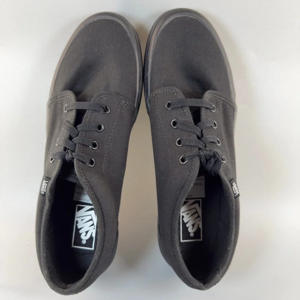 Vans‎ U 106 Vulcanized Mens 10 Skate Shoes Triple Black Lace Up Low Sneakers